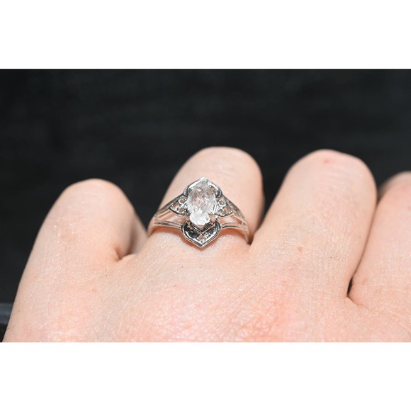 Art Deco Ring Raw Diamond Ring Rough Diamond Ring promise anniversary gi… - Picture 3 of 5
